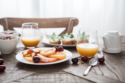 orange juice and fruit